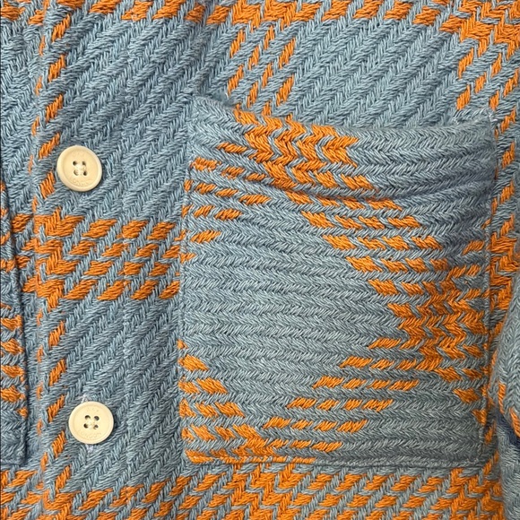 WAX London Blue and Orange Plaid Overshirt Men's Small - Picture 3 of 7